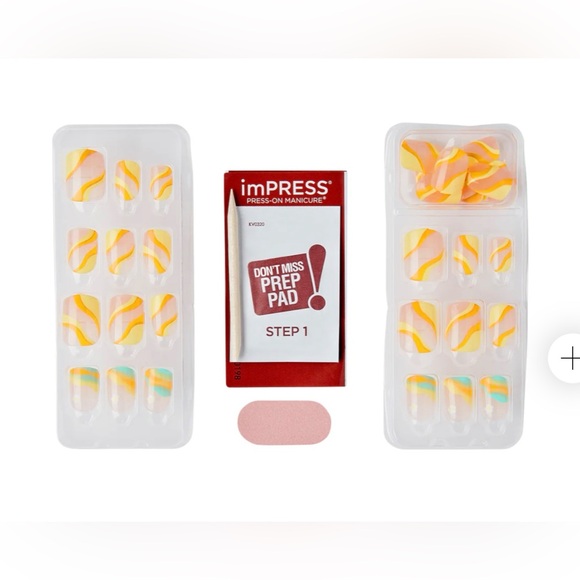 💛🧡HP🧡💛 imPRESS Design Ice Cream Snow Vanilla NIB Set of 30 Press On Nails - Picture 5 of 7